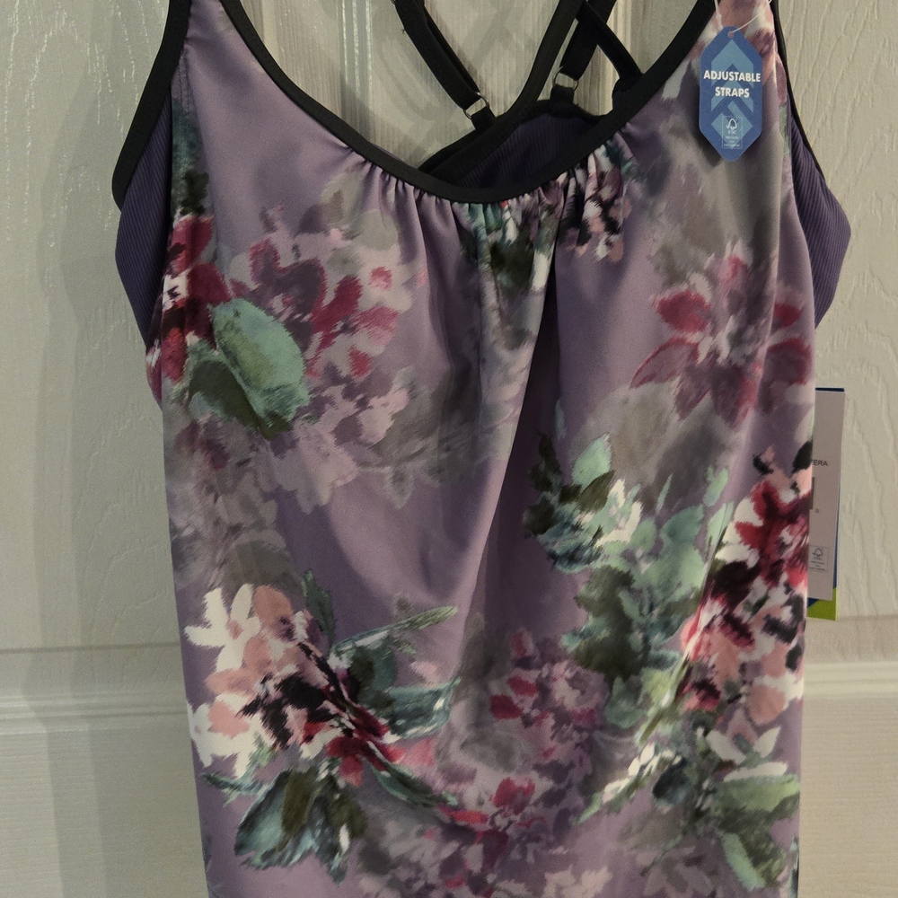 Free Country Women's Size S 4/6 Purple Ribbed  Tankini